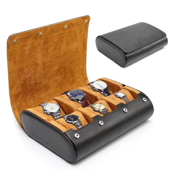 High-quality PU leather brown watch travel case
