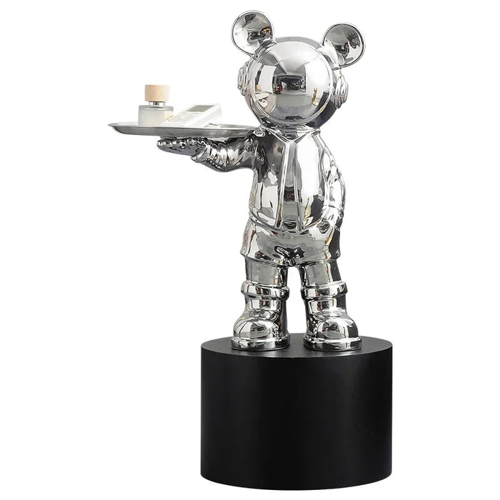 Large Astronaut Statue with Tray Luxury Electroplated Ceramic Home Decor, 53cm