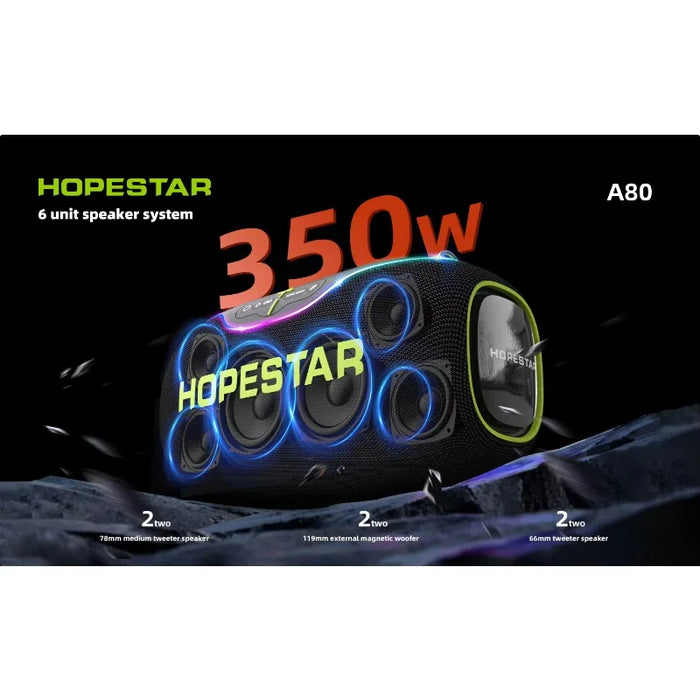 Portable Bluetooth 350W Speaker with Subwoofer & LED Lights Black