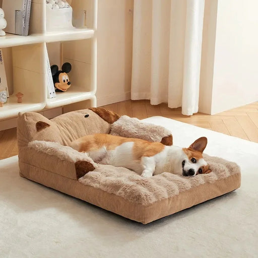50x36x15cm dog bed basket with fluffy blanket, perfect for small pets