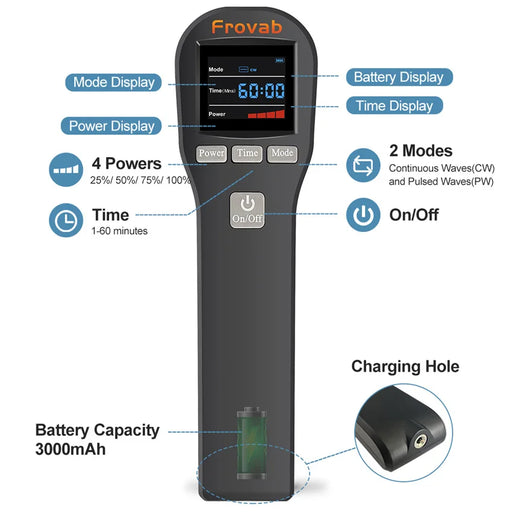 Handheld cold laser therapy device for pain relief and rehabilitation