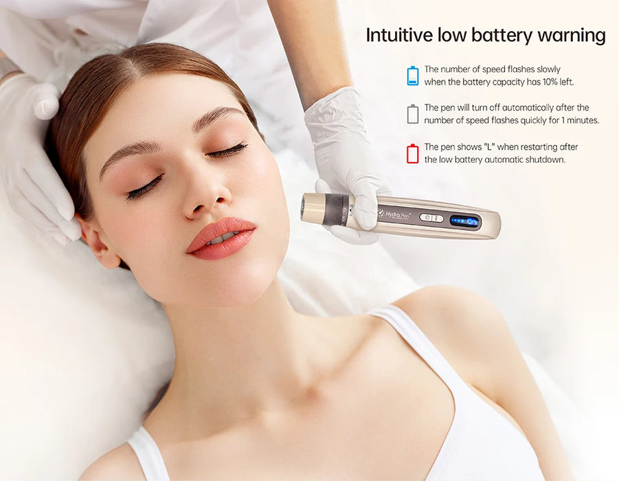 Gold microcurrent microneedling pen with adjustable speed and liquid infusion for advanced skincare treatments