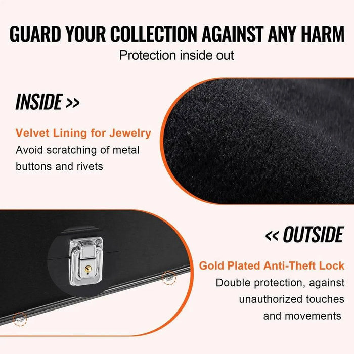 Soft black felt lining to protect items from scratches and moisture