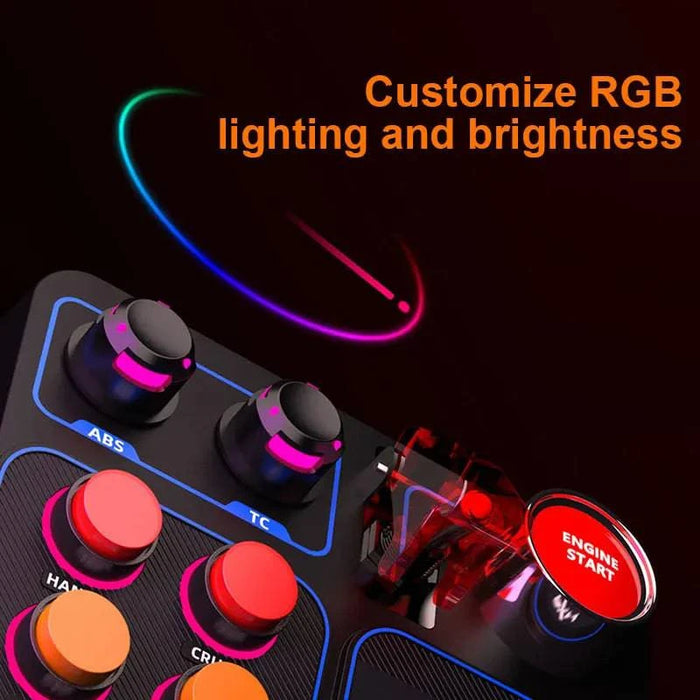 Simulator control box with 30 programmable buttons and RGB panel for PC