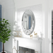 60x105 CM Modern Oval Wall Mirror with Bling Effect, Silver Venetian Accent for Hallway Bathroom Decor mirror reflecting hallway with elegant silver Venetian design