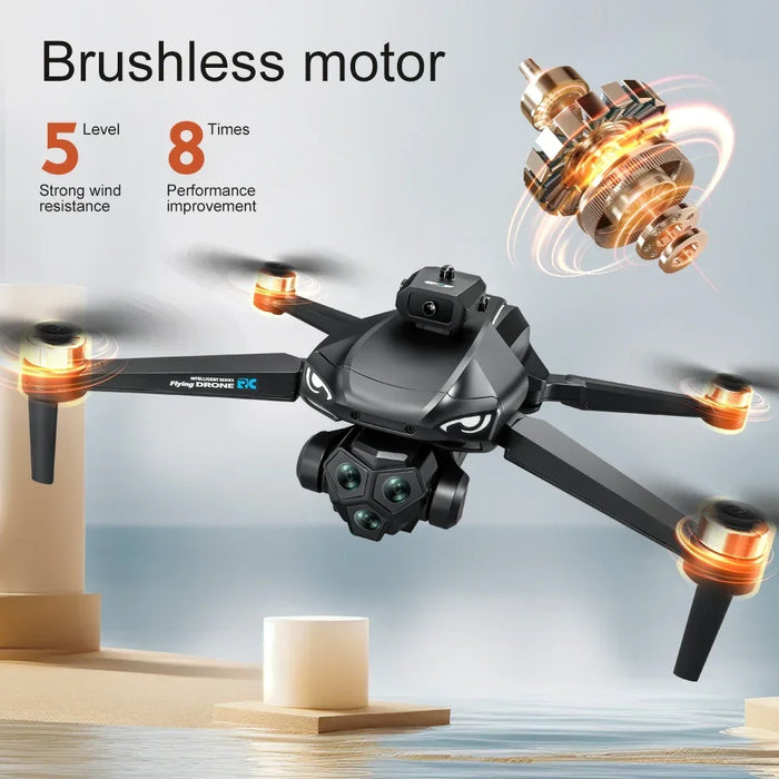 Drone flying at night with enhanced visibility from LED lights