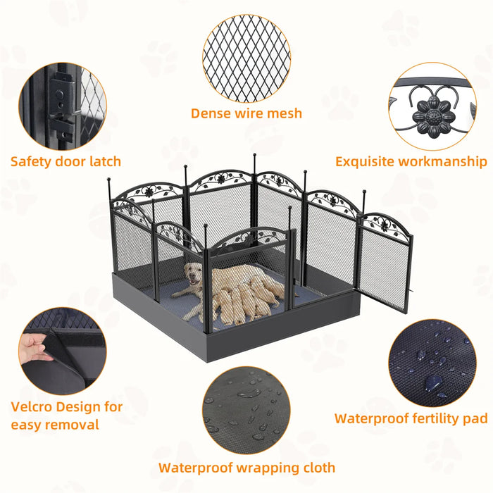 Black Metal Pet Fence – Indoor Outdoor 8-Panel Playpen