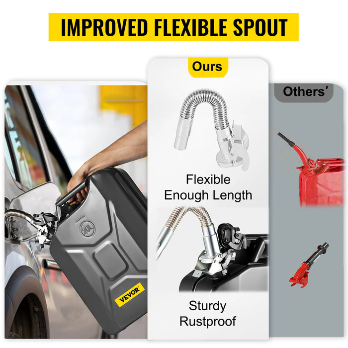 Two green 20L fuel cans with rustproof steel, heat-resistant, and flexible spouts