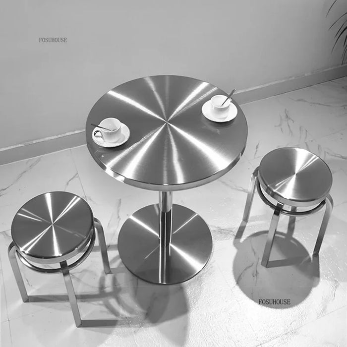 Minimalist Low Stool Stainless Steel Outdoor Dining Seat