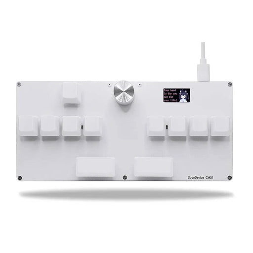 Mini keyboard in white with integrated IPS display and programmable knob