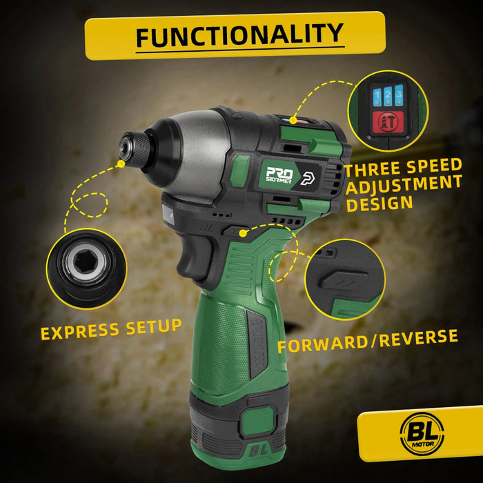 140Nm Brushless Electric Screwdriver 17V Cordless Drill Rechargeable 1500mAh Battery Hexagon Power Tools for DIY Home Improvement Projects