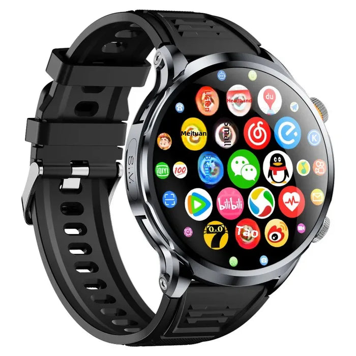 Black 4G Smartwatch with SIM Slot & Fitness Tracker