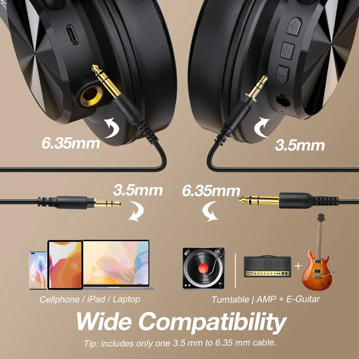 Studio Monitor Headphones Silver with Wireless Audio