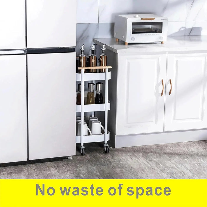 Portable Rolling Storage Cart Carbon Steel Frame with Handle for Multi-Room Organization