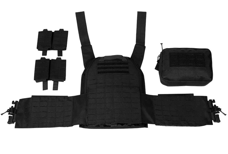 Tactical Plate Carrier Vest with Quick Release, Black, Molle System, Adjustable Straps, and Security Bandolier for Hunting and Outdoor Gear alt text: Black Tactical Plate Carrier Vest with Quick Release for Hunting