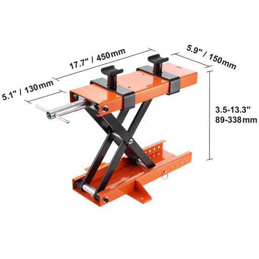 Durable Steel Motorcycle Lift with Adjustable Height Range and Safety Pin