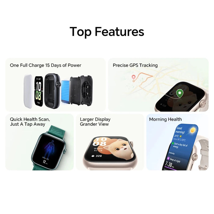 1.85" AMOLED Smartwatch with Health Tracking, GPS & Long Battery Life