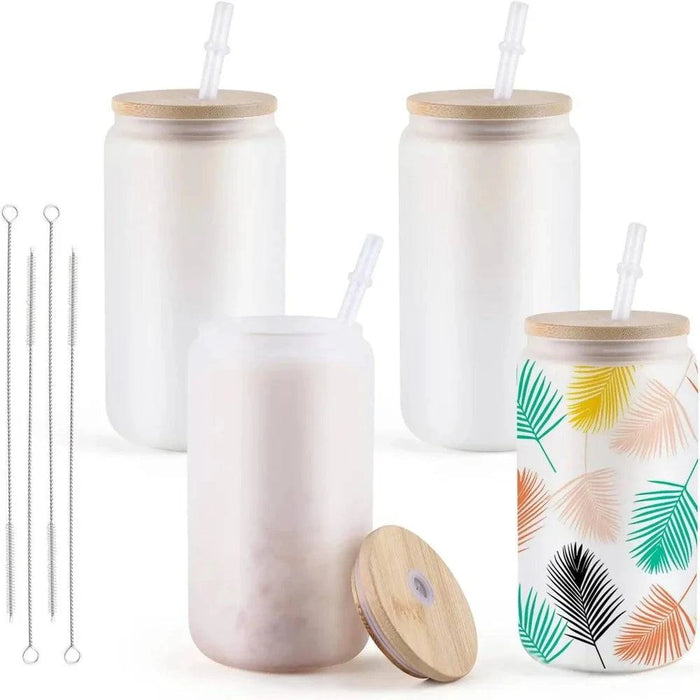 Clear 473 ml sublimation tumblers with bamboo lid for DIY gifts