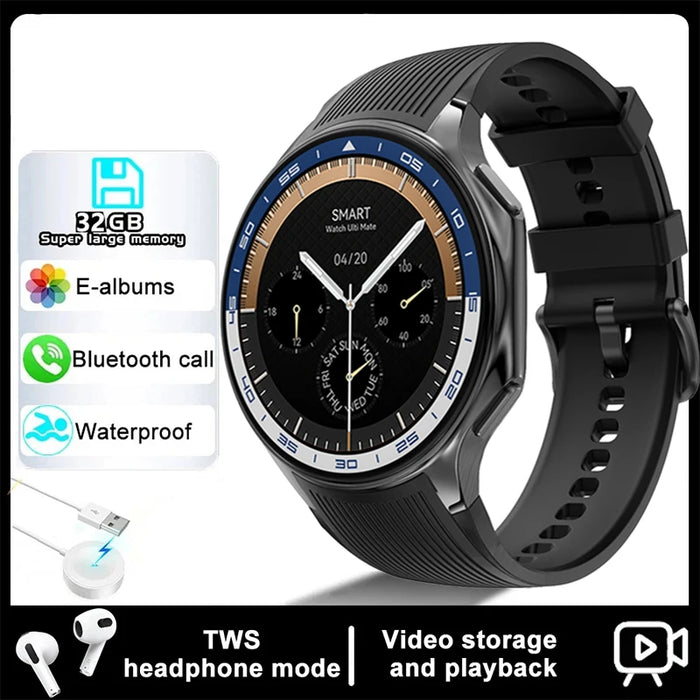 Smartwatch 2025 | 4GB, Bluetooth Calling, MP3/MP4, Fitness Tracker, Waterproof - Black