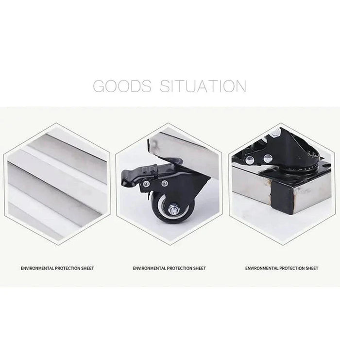 200KG Stainless Steel Moving Transport Trolley with Brake and Casters (50X50CM 4Casters) - Heavy-duty stainless steel trolley with brakes and casters for easy transportation