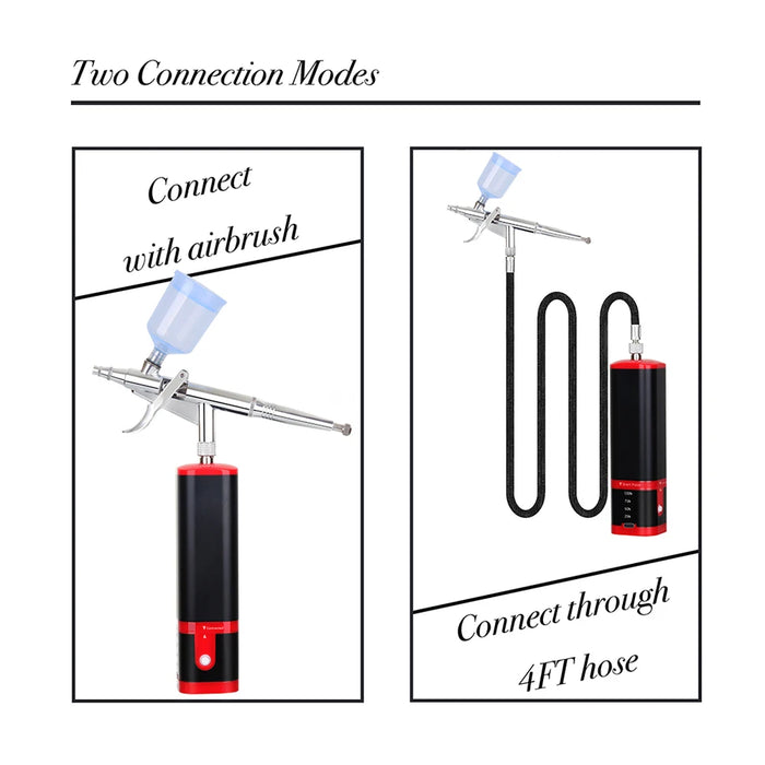 Portable mini airbrush kit with compressor and accessories for artists