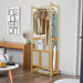Natural wood bamboo clothes stand with a weight capacity of 100 kg