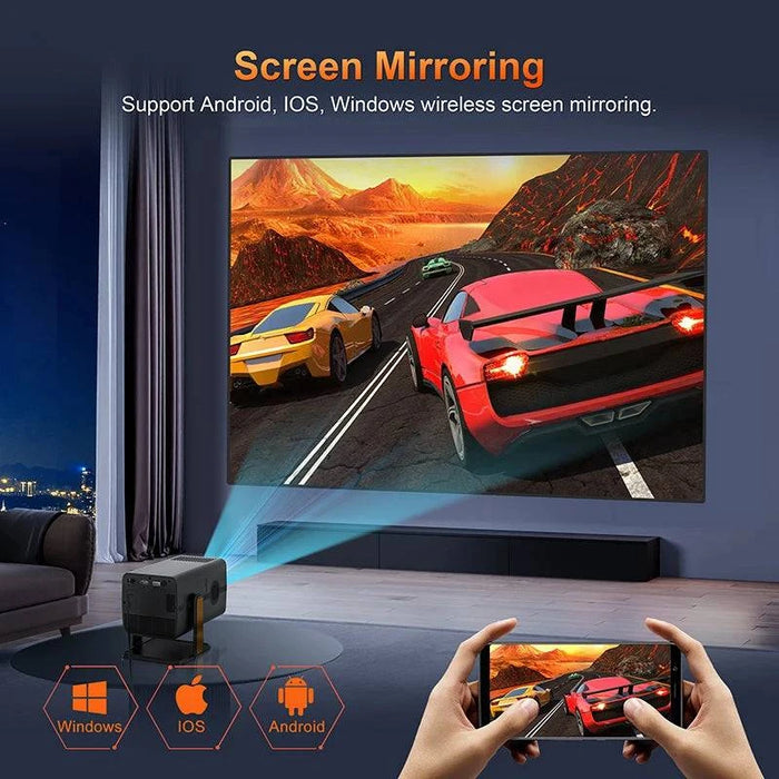 500 ANSI 4K Android 13 Mini Projector Black for high-quality home entertainment