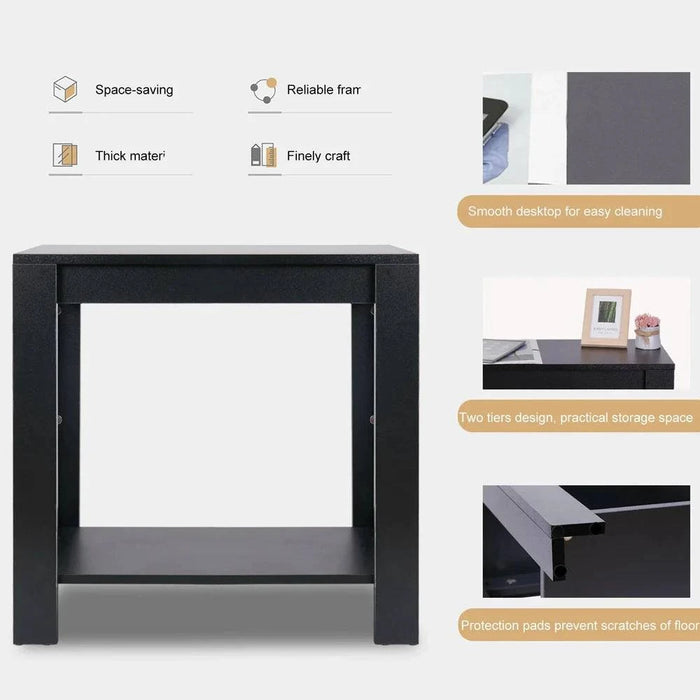 Black Wood Sofa Side End Table with Screw Accessories and Instruction Guide