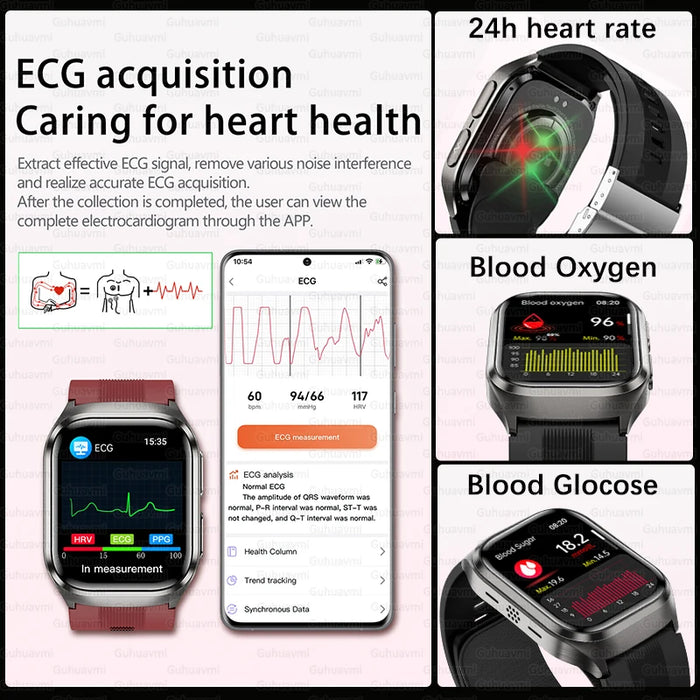 2.06" AMOLED Health Watch with ECG, Oxygen & Temp Sensor