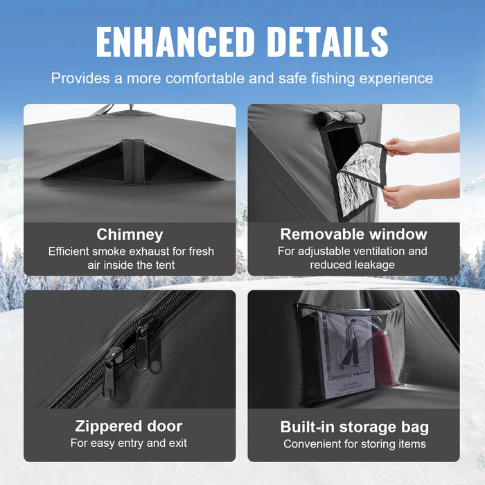Portable Ice Shelter Waterproof Winter Fishing Tent with Anchors & Carry Bag for outdoor winter fishing adventures