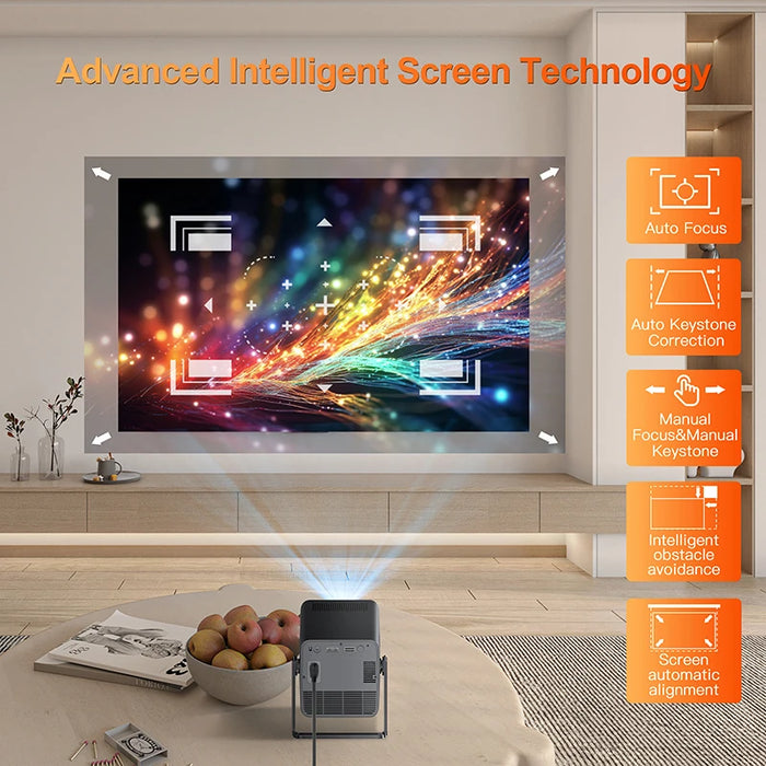 Portable 4K Android Projector with Dual WiFi and Bluetooth