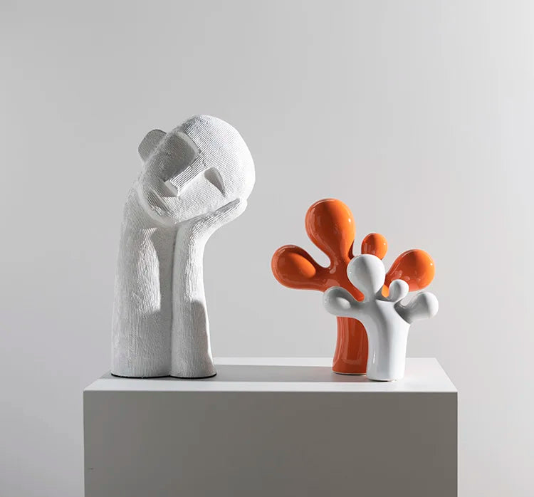 Abstract Face Shape Resin Craft Sculpture Style for Home Decor