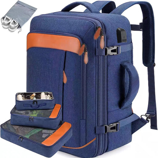 Royal Blue Large Capacity Expandable Water Resistant Backpack with Packing Cubes