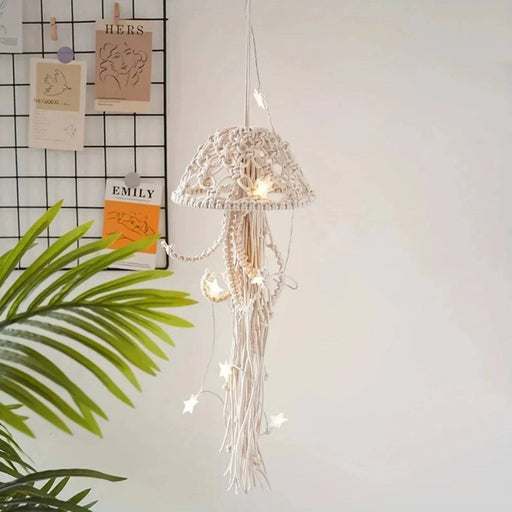 Handmade Nordic cotton rope jellyfish tapestry for living room decor