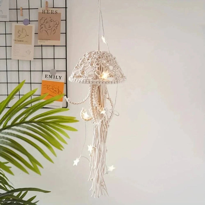 Handmade Nordic cotton rope jellyfish tapestry for living room decor