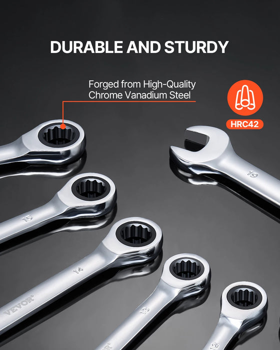 16pcs Metric Ratcheting Wrench Set with Slim and Compact Design