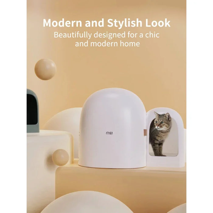 Stylish Odor-Free Cat Litter Box for Indoor Use White