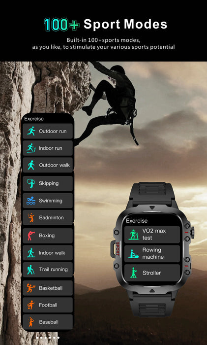 Military Smart Watch 1.96" AMOLED, IP68, Fitness Tracker, Sports Watch