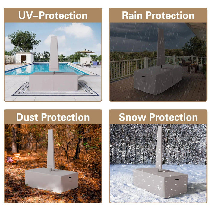 Waterproof black patio table cover with umbrella hole, 270cm in size
