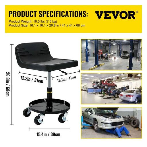 Heavy-duty Rolling Creeper Mechanic Stool with high weight capacity and adjustable height