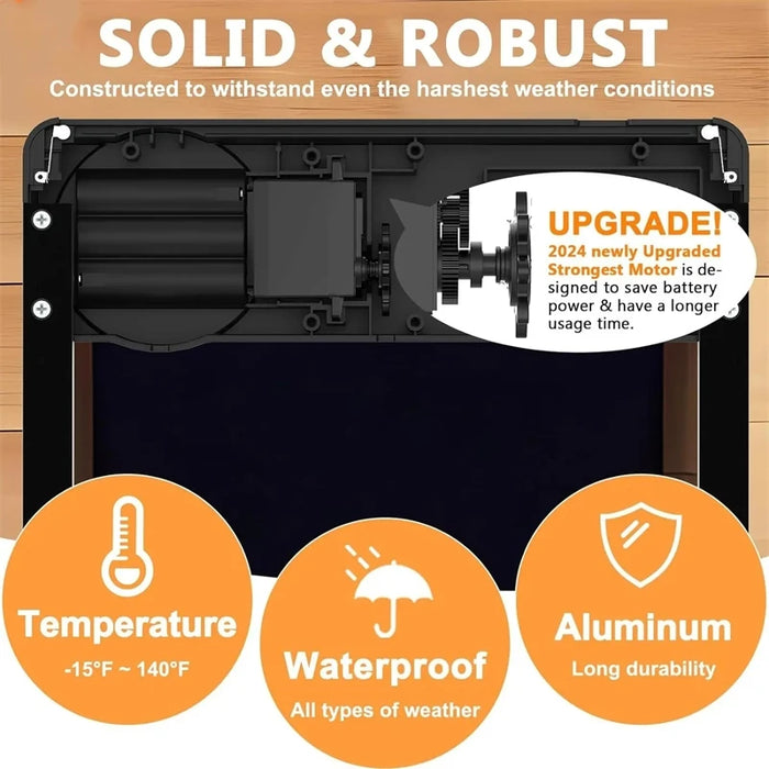 Weather-resistant automatic chicken coop door with IPX3 waterproof rating to withstand rain