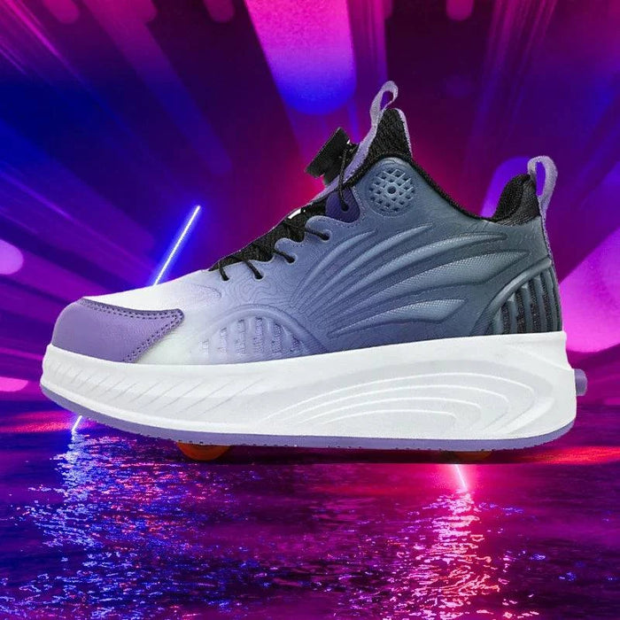 Kids Roller Skate Shoes Retractable Wheels Four-Wheel Walking Skates - Purple - Size 38 for active children who love outdoor activities