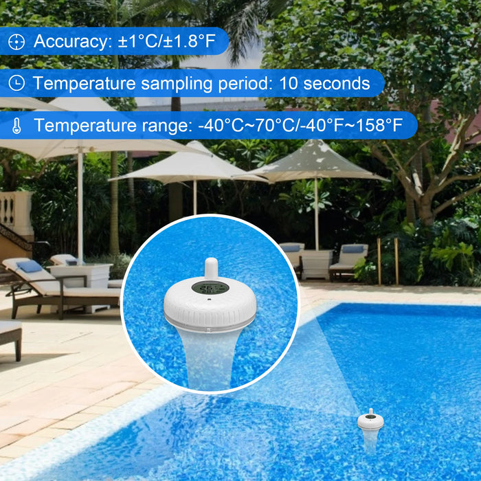 Bluetooth Floating Pool Thermometer IPX7 Waterproof Digital for Fish Pond, Aquarium, Hot Tub, Swimming Pool - A digital waterproof thermometer designed for various water environments