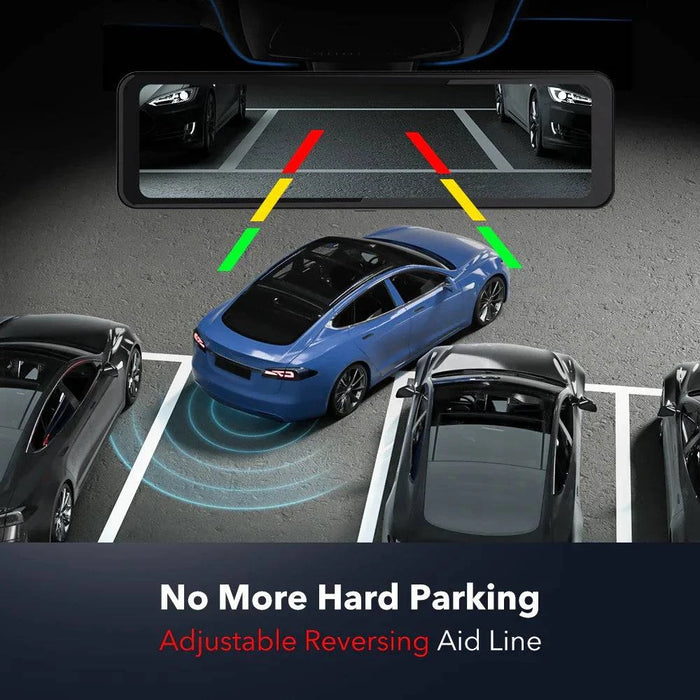 Large touchscreen display for wider view and precise parking assistance