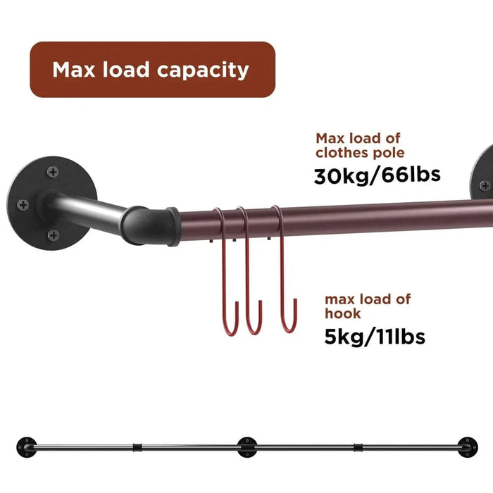 Robust and space-saving industrial pipe clothes rack