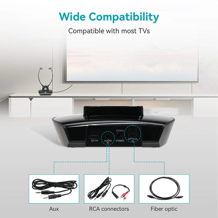 Wireless TV Headphones with Active Noise Cancellation