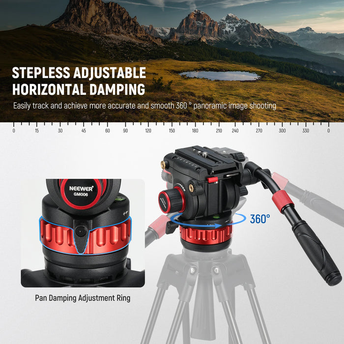 Adjustable Fluid Tripod Head with Quick Release Plate