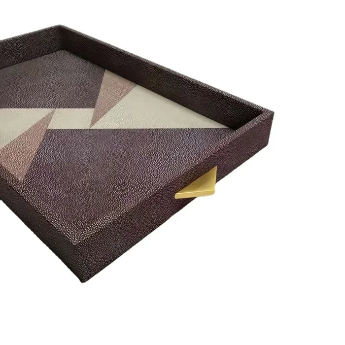 Decorative Leather Storage Tray with Handles for Dressing Table