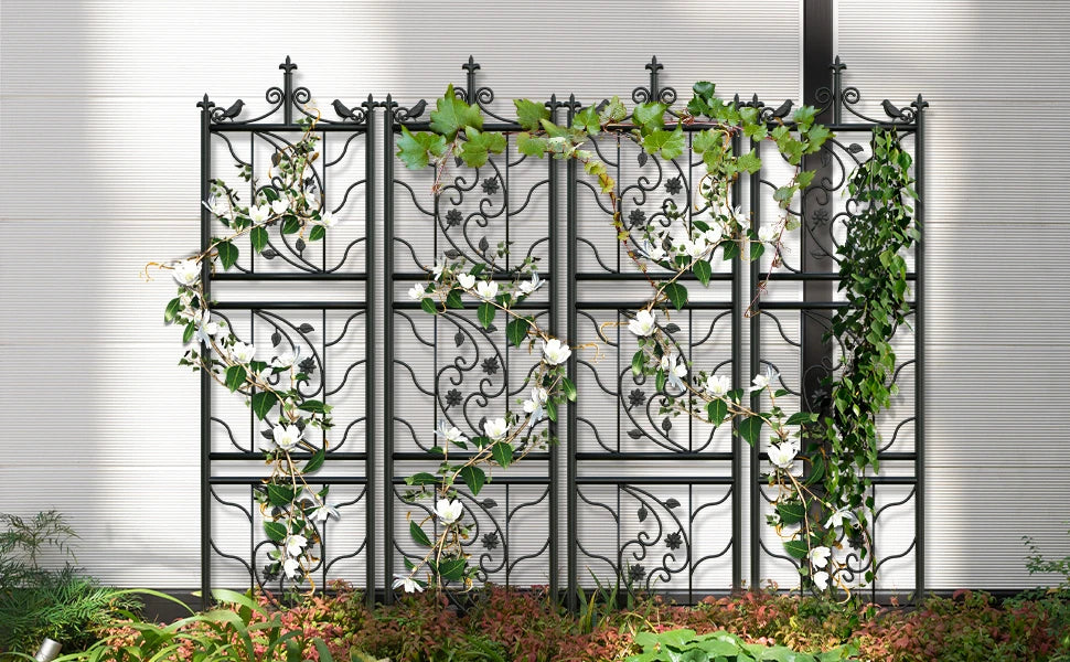 Tall Plant Trellis Fence for Outdoor Gardens