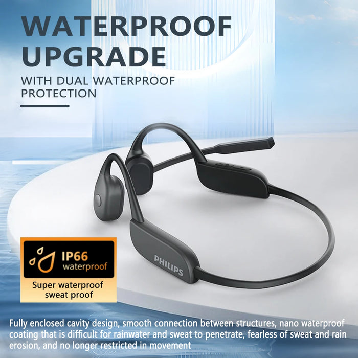 IP66 Waterproof Bone Conduction Sports Headphones with Mic
